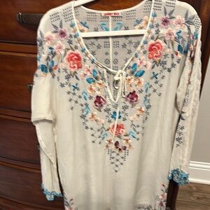 Johnny Was Women's Floral Embroidered Cream Top